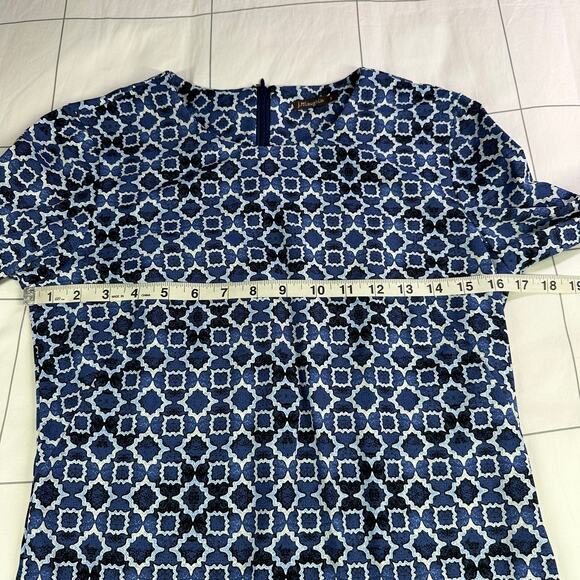 J. McLaughlin Dress Womens Small Blue Sophia Geometric Shift Catalina Cloth Work - Picture 6 of 9